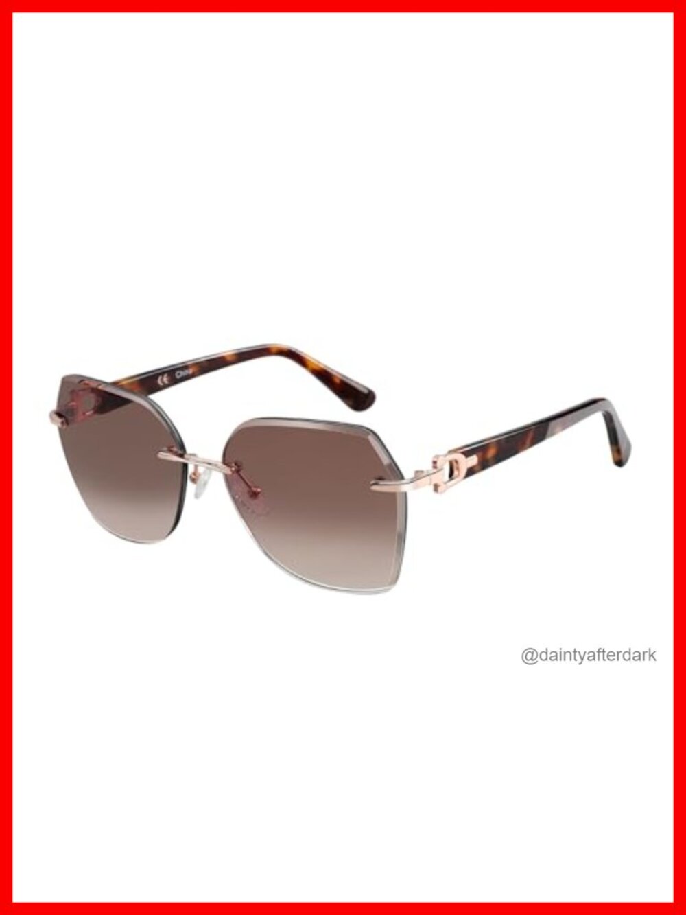 Oversized Rimless Sunglasses Gradient Lens UV400 Protection Metal Acetate